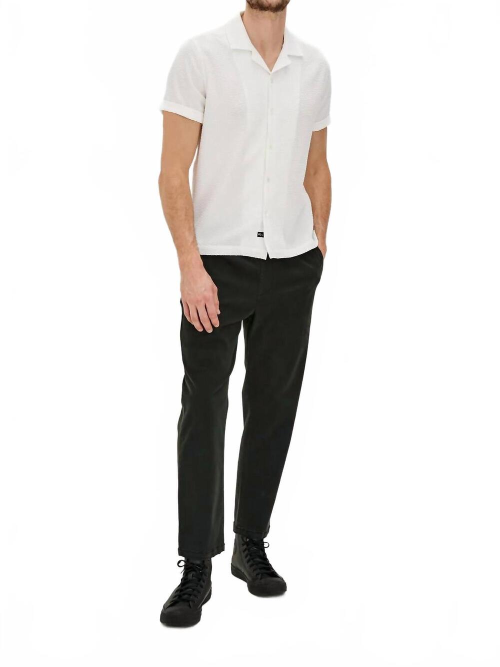 NEW RAILS amalfi relaxed fit shirt in white seersucker